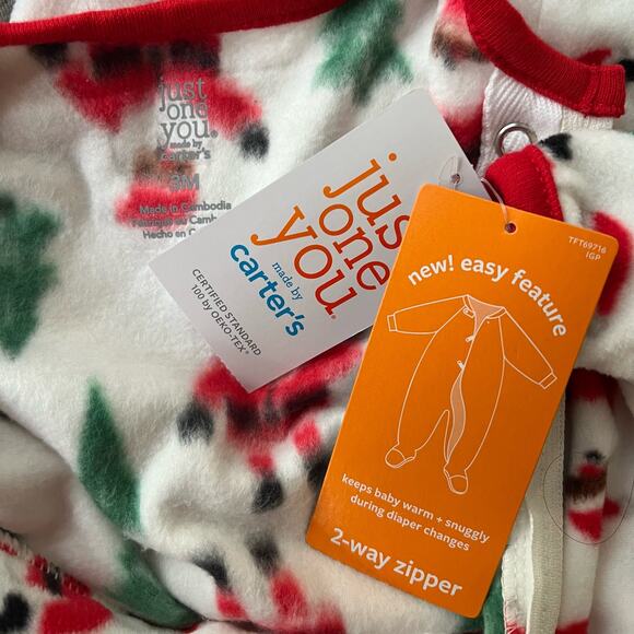 NEW Just One You Carter's One Piece Christmas Sleeper Black Santa Boy Girl 3 mon - Picture 4 of 5